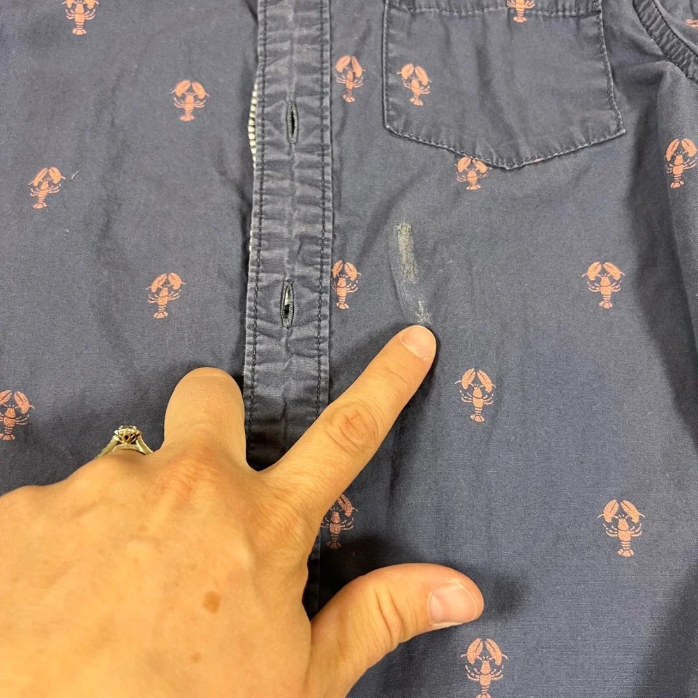Gymboree Free Planet Boys Navy Nautical Lobster Anchor Button Down Shirt Lot 4T